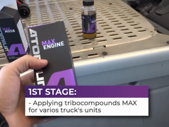 Atomium MAX series live test on DAF truck. November 2019, Germany, special garage.